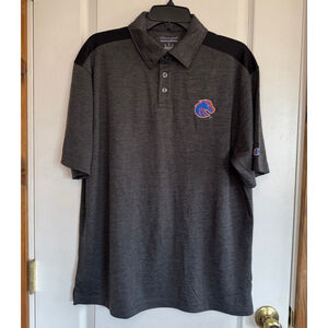 Men’s Champion Boise State Broncos Polo Shirt Gray Black - Large